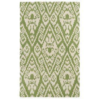 Hand tufted Runway Green/ Ivory Ikat Wool Rug (2 X 3)