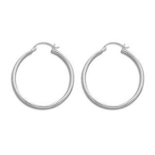Extra Large 3mm x 40mm Wide Round Tube Sterling Silver Hoop Earrings: Jewelry