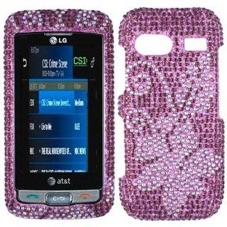 Purple Silver Flower Bling Rhinestone Crystal Case Cover Diamond Faceplate For LG Vu Plus GR700 Cell Phones & Accessories