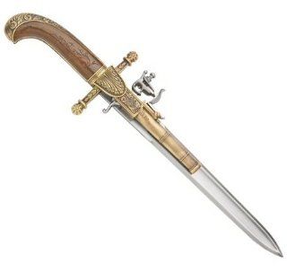 1800s Flintlock Pistol / Dagger Combination   Metal Replica Pirate Gun with Knife Blade : Martial Arts Knives : Sports & Outdoors