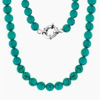 Bling Jewelry 925 Silver 10mm Gemstone Turquoise Bead Long Necklace 36in: Jewelry