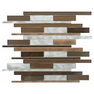 Somertile Fuse Linear 11.875x12.25 Noir Brushed Aluminum And Glass Mosaic Wall Tile (pack Of 10)