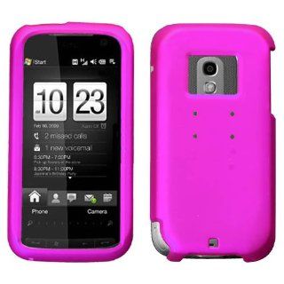 Hard Plastic Snap on Cover Fits HTC Touch Pro2 CDMA Verizon Titanium Solid Hot Pink Rubberized Verizon Cell Phones & Accessories