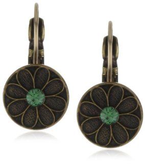 Liz Palacios "Piedras" Green Antiqued Crystallized Earrings: Dangle Earrings: Jewelry