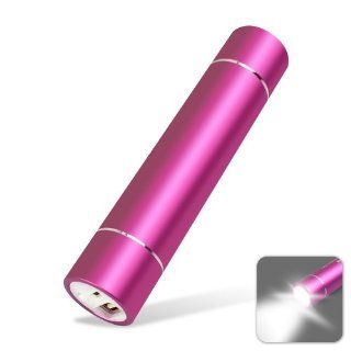 2800mAh Flashlight Portable Power Bank Micro USB External Backup Battery Charger for iPhones, Samsung, HTC, Motorola, Nokia Smartphones (Hot Pink): Sports & Outdoors