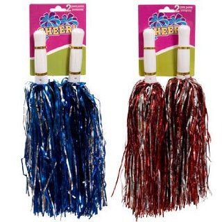 Party Supplies   Costumes/Dress Up   (1) Blue & (1) Red Metallic Pom Poms, 13"   Set of 2: Health & Personal Care