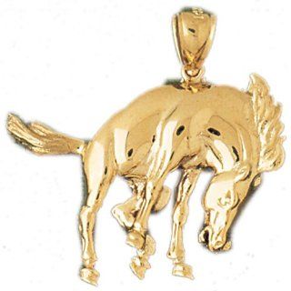 14K Yellow Gold Rodeo Horse Pendant: Jewelry