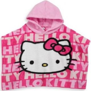 Hello Kitty Toddler Girls Hooded Fleece Poncho Blanket Bath Robe, Free Size, Pink: Clothing