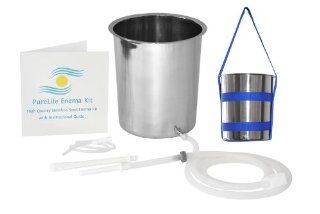 PureLife Stainless Steel Enema Kit / 3.5 Qt with Harness / Medical Grade Silicone Tubing with Check Flow Valve / America's # 1 Non  Toxic Enema Kits: Health & Personal Care