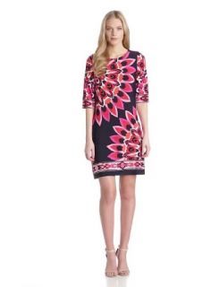 Sandra Darren Women's Elbow Sleeve Floral Printed Dress, Navy/Pink, 6 at  Womens Clothing store: