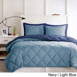 Jla Home Comfort Classics Windsor Stain Resistant Down Alt Reversible 3 piece Comforter Set Blue Size Twin