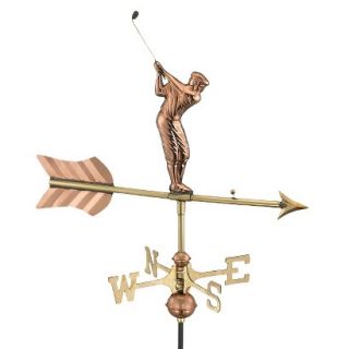 Good Directions Golfer Garden Weathervane   Polished Copper w/Roof Mount