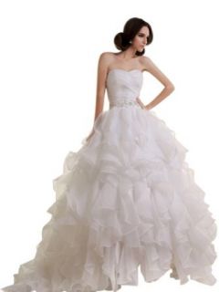 Remedios Boutique Sweetheart Ruffled Organza Overlaid A Line Bridal Wedding Gown at  Womens Clothing store: Dresses
