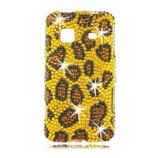 Samsung M820 Prevail Boost Mobile Phone Diamond Case (Design) Leopard Yellow + Clear Screen Guard + 1 Free Hello Kitty Neck Strap  randomly select Cell Phones & Accessories