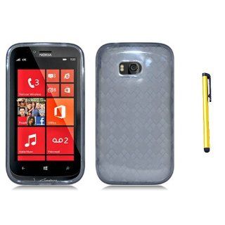 Soft Skin Case Fits Nokia 822 Lumia Transparent Checker Black TPU + A Gold Color Stylus/Pen Verizon: Cell Phones & Accessories