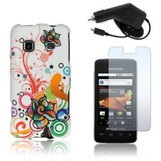 SAMSUNG GALAXY PREVAIL M820   AUTUMN FLOWER HARD SKIN CASE COVER + CAR CHARGER + CLEAR SCREEN PROTECTOR: Cell Phones & Accessories