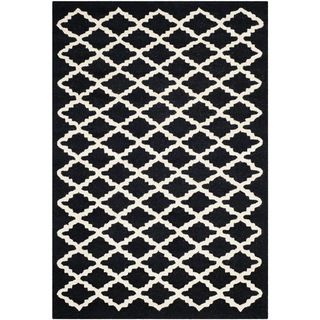 Safavieh Handmade Moroccan Cambridge Geometric pattern Black/ Ivory Wool Rug (8 X 10)
