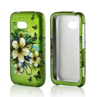 White Hawaiian Flowers on Green Matte Hard Case for Nokia Lumia 822: Cell Phones & Accessories