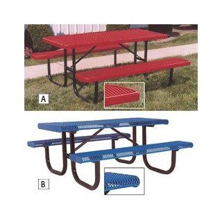 Thermoplastic Coated Steel Picnic Table   8'L   Standard   Blue   Blue