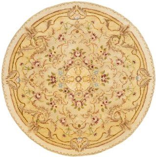 Safavieh Empire Collection EM823A Handmade Beige and Light Gold Wool Round Area Rug, 3 Feet 6 Inch  