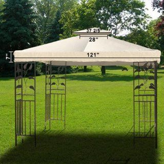 Heavy Duty Ivory Poly vinyl 10' Ft/ 121 in Square Garden Canopy Gazebo Replacement Top Vent Net Double Tiers Waterproof for Outdoor Patio Sun Shade UV Block Tent : Plastic Canopy : Patio, Lawn & Garden