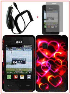 For LG 840G LG840G Hard Design Cover Case Colorful Hearts + LCD Screen Protector + Car Charger Accessory: Cell Phones & Accessories