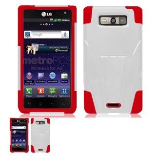 LG Connect 4G MS840 White and Red Hardcore Kickstand Case: Cell Phones & Accessories