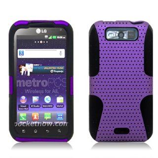 Aimo Wireless LGMS840PCPA014 Hybrid Armor Cheeze Case for LG Connect 4G LS840   Retail Packaging   Purple: Cell Phones & Accessories