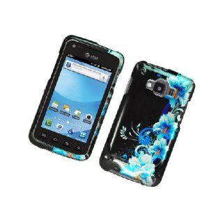 Samsung Rugby Smart i847 SGH I847 Black Blue Flowers Glossy Cover Case: Cell Phones & Accessories