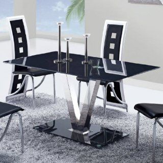 Global Furniture USA D551 Dining Table with Black/Stainless Steel Legs   Modern Furniture Dining Tables