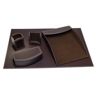 Espresso Brown 5 piece Leatherette Desk Set