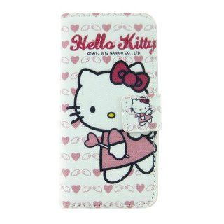 Angle Love Heart Hello Kitty Leather Flip Light Pink Case Skin Cover for Iphone 5 5g 5th: Cell Phones & Accessories