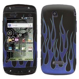 Black Blue Flame Rubber Coating Snap on Case Hard Case Faceplate for Samsung Sidekick 4g T839 /T mobile: Cell Phones & Accessories