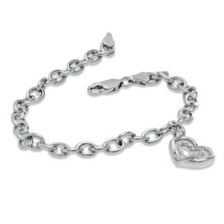 The Shared Heart™ Diamond Accent Heart Charm Bracelet in Sterling