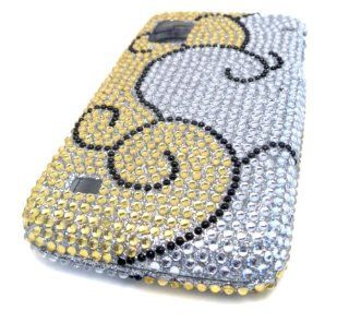 NEW ZTE N860 Warp Yellow Silver Spiral Jewel Gem Bling Hard Case Skin Cover: Cell Phones & Accessories