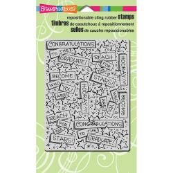 Stampendous Cling Rubber Stamp 4 X6 Sheet   Graduation Background