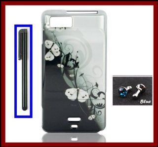 Case Cover for Motorola MB810 DROID X / MB870 DROID X2 Glossy Butterflies Design Snap on Case Cover Front/Back + Black Stylus Touch Screen Pen + One FREE Blue 3.5mm Bling Headset Dust Plug: Cell Phones & Accessories