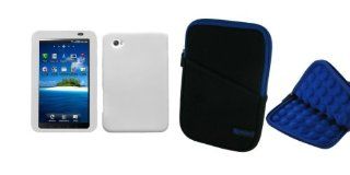 rooCASE 2n1 Super Bubble Neoprene Sleeve Case (Black / Dark Blue) and Premium Skin Case (Clear) for Samsung Galaxy Tab Tablet P1000 for Verizon T Mobile SGH T849: MP3 Players & Accessories