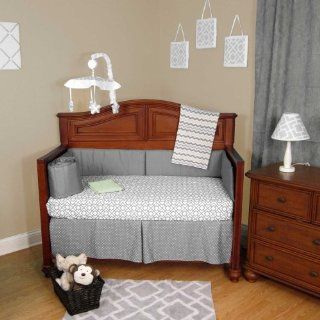 Green & Gray Chevron Lattice 5 Piece Baby Crib Bedding Set with Bumper : Nursery Bedding : Baby