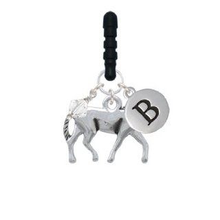 Walking Horse Initial Phone Candy Charm Silver Pebble Initial B: Cell Phones & Accessories