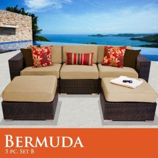 Bermuda 5 Piece Outdoor Wicker Patio Furniture Set 05B Sand : Outdoor And Patio Furniture Sets : Patio, Lawn & Garden
