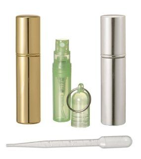 Riverrun Gold and Silver Purse/Travel Perfume/Cologne Atomizers, Key Chain Bottle 10ml .33 oz (Set of 3 Bottles of Each Color) : Refillable Cosmetic Containers : Beauty