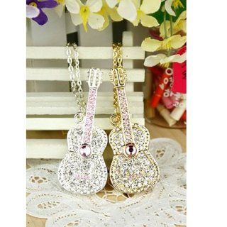 8GB Crystal Diamond Jewelry Guitar USB Flash Drive with Necklace   Gold Computers & Accessories