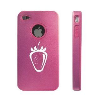 Apple iPhone 4 4S 4G Pink D1396 Aluminum & Silicone Case Cover Strawberry: Cell Phones & Accessories