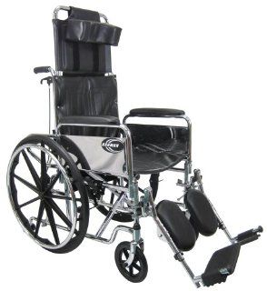 Karman Healthcare KN 880 E Standard Deluxe Reclining Wheelchair with Removable Armrests, Chrome: Health & Personal Care
