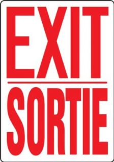Accuform Signs FBMEXT906VA Aluminum French Bilingual Sign, Legend "EXIT/SORTIE", 10" Width x 14" Length x 0.040" Thickness, Red on White: Industrial Warning Signs: Industrial & Scientific