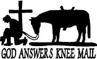 God Answers Knee Mail Cowboy Praying at the Cross with Horse Car Decal: Everything Else