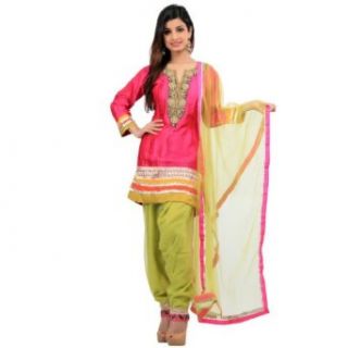 Rani pink patiala suit with antique beadwork by B91 Exclusive: World Apparel: Clothing