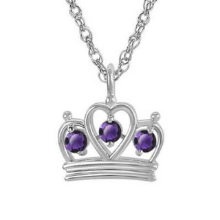 Crown Simulated Birthstone Pendant in Sterling Silver (1 Stone