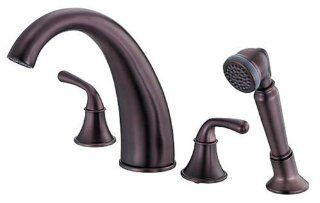 Danze D307756RB Bannockburn Two Handle Roman Tub Faucet with Soft Touch Personal Shower, Oil Rubbed Bronze   Tub Filler Faucets  